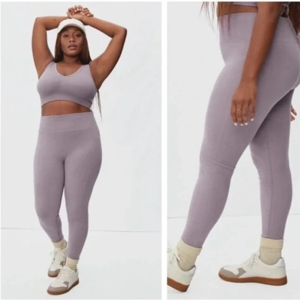 Everlane Organic Cotton Ankle Seamless Ribbed Legging XS/S Dusty Lavender Purple